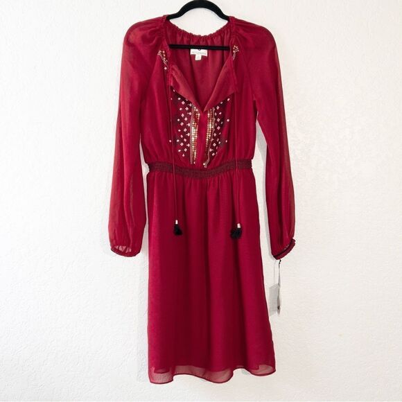 NWT Altuzarra x Target Red Embroidered Georgette Sequin Tassel Peasant Dress‎ 8 - Picture 1 of 9